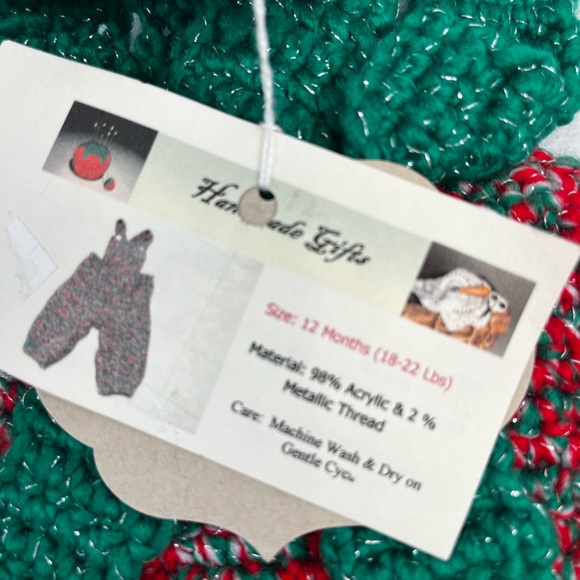 Handmade Christmas overalls 12 months NWT - Picture 3 of 3